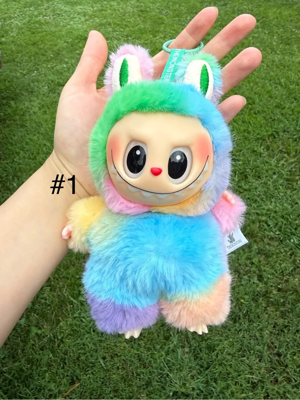 Plush Pastel Rainbow Labubu Bunny Small Pet Toy Keychain Charm not from Pop Mart
